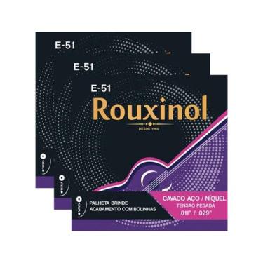 Imagem de Kit 3 Encordoamento Cavaquinho Elétrico Acústico Rouxinol E51 0.11" PR