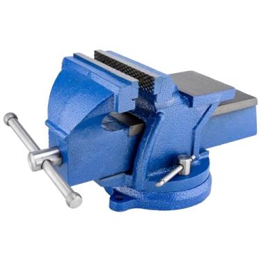 Imagem de HYCHIKA Torno de bancada de combinação de 12 cm, torno doméstico de tubo de combinação utilitária, grampos de base giratória de 360°, ferramenta fixa para marcenaria, corte de conduíte, perfuração,