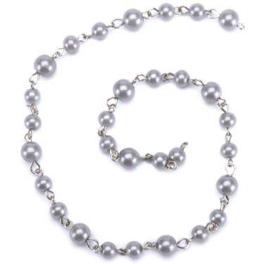 Imagem de Corrente de contas de anjo da lua azul, 35,5 cm, 1/pacote, 6/8 mm, contas de vidro cinza