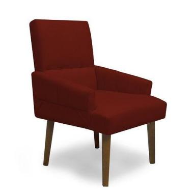 Imagem de Poltrona Cadeira Decorativa Sala de Jantar Itália Suede Vinho - Casa &