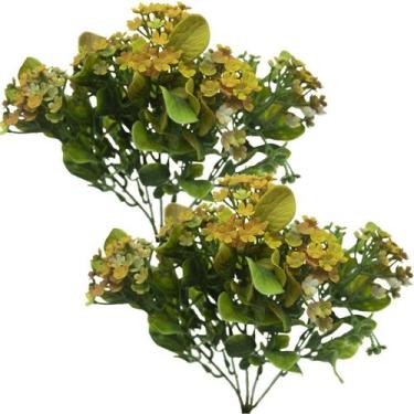 Imagem de Kit 6 Plantas Kalanchoe Artificial Flor Amarelo Jardim 30cm - Gici Dec