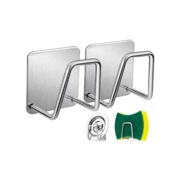 Imagem de 2 Suportes De Esponja Bucha Pia Inox Louça Gancho Cozinha - PEN TECH