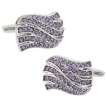 Imagem de Abotoaduras de onda de cristal azul Tanzania Cuff-Daddy com caixa de apresentação
