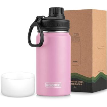 Imagem de koodee Garrafa de água para escola de aço inoxidável de 350 ml com isolamento a vácuo com tampa de bico à prova de vazamento (rosa)
