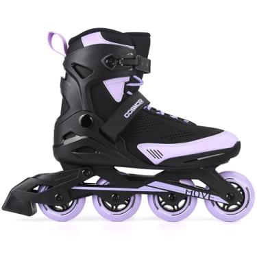 Imagem de Patins em linha para mulheres e homens – Lâminas profissionais COSMOID Move para patins adulto masculino feminino, interno e externo e fitness preto e roxo (masculino 11, feminino 11,5)