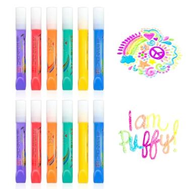 Imagem de Ttdesefu Canetas mágicas inchadas, canetas fofas de arte 3D segura, caneta bolha de impressão 3D, caneta de algodão, cores mágicas, faça você mesmo, canetas de desenho de pipoca bolha decoram artigos