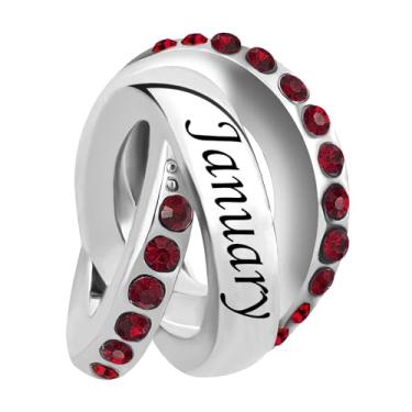 Imagem de MZC Jewelry Pingente de aniversário de pedra do mês de nascimento compatível com pulseiras Pandora Charms, Cobre