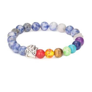 Imagem de INPLUSTOP Presentes comemorativos para cães, pulseira de ponte arco-íris para cães e gatos, presente de simpatia para animais de estimação, pulseira memorial de 7 chacras de cor mista de 8 mm para