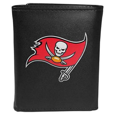 Imagem de NFL Tampa Bay Buccaneers Carteira unissex Siskiyou SportsLeather com logotipo grande, preta, tamanho único