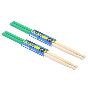Imagem de PATIKIL Baqueta de madeira de bordo antiderrapante empunhadura para bengala de bateria 5A verde 2 pares para percussão de instrumentos musicais de percussão