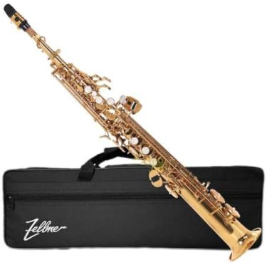 Imagem de Saxofone Soprano Reto Sib 2 Tudel Dourado c/Estojo ZSS-600L - Zellmer (1215)