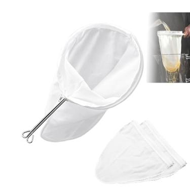 Imagem de Pacote com 3 sacos grandes de malha ultrafina, saco de filtro reutilizável com zíper com moldura de aço inoxidável, coadores de pano de queijo para chá, café, sucos de leite, iogurte (grande)
