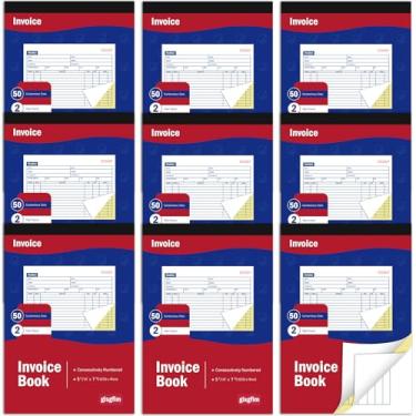 Imagem de gisgfim Livro de notas fiscais de 9 blocos para pequenas empresas Livro de recibos de faturas sem carbono de 2 partes Livro de recibos de pedido de serviço com folhas de faturas 14 x 19 cm numerados