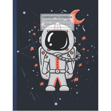 Imagem de Composition NoteBook Astronaut 20 Size 8.5 x 11 In, 110 pages Basics College Ruled Cute Work From Home For Children Women Girls College Students Office School