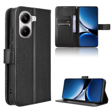 Imagem de Elubugod Capa de couro compatível com Xiaomi Poco X7 Pro 5G, capa flip de couro PU compatível com Xiaomi Redmi Turbo 4 5G capa preta