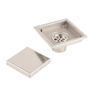 Imagem de Dreno de Piso de Aço Inoxidável Com Taxa de Drenagem Rápida, Escorredor de Chuveiro Quadrado Com Tampa Superior Removível e Bloco de Aço para Banheiro, Cozinha, Garagem