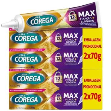 Imagem de Kit 4 Ultra Corega Fixador Creme Maxima Fixação Sem Sabor 70g - Marca