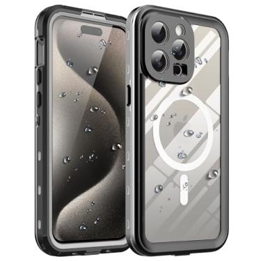 Imagem de Ezanmull Capa magnética à prova d'água para iPhone 15 Pro Max, [compatível com MagSafe][com protetor de tela][IP68 subaquática][à prova de poeira] capa para iPhone 15 Pro Max 6,7 polegadas - preta