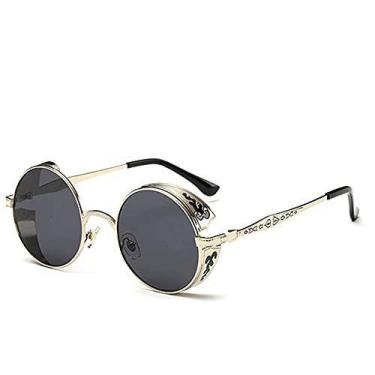 Imagem de Óculos de Sol Barcur Estilo Steampunk Redondos Oculos com Proteção Uv4