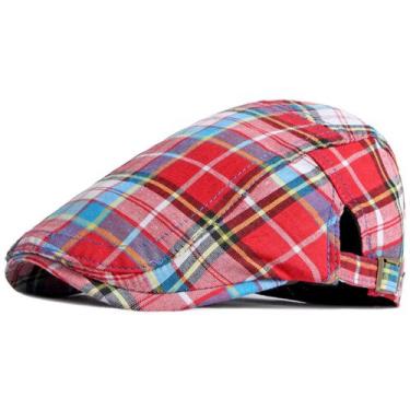 Imagem de Boina Plana Xadrez Design Italiana Pintor Casual Boné Unissex Moda Pri