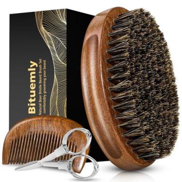 Imagem de Conjunto de Escova e Pente para Barba com Cerdas Naturais de Javali