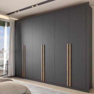 Imagem de Guarda-Roupa Casal Severo 6 Portas 6 Gavetas Preto - Panorama Móveis