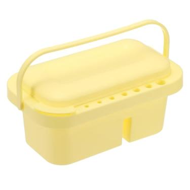 Imagem de PATIKIL Limpador de pincel, organizador de pincéis para paleta de tinta, suprimentos de pintura artística com alça para tintas acrílicas, aquarelas e à base de água, amarelo