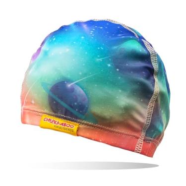 Imagem de Cheekaaboo Touca de natação infantil | Tecido elástico macio de secagem rápida | Touca de natação infantil confortável para meninos e meninas de 2 a 8 anos