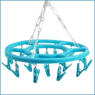 Imagem de Varal  Roupas Íntimas 12 Prendedores Colorido Oval Giratório Portátil 