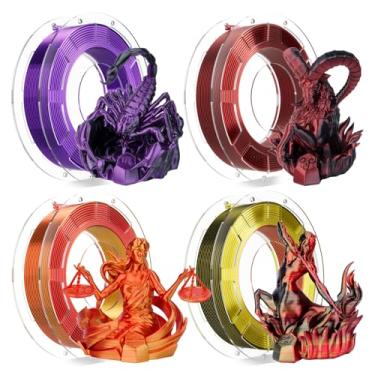 Imagem de Filament do drukarek 3D Chitu Systems Conjure Silk PLA, dwukolorowy filament 1,75 mm, filament do druku 3D Silk Red Blue 1 kg/2,2 kg (B-silk Pla-4 in 1 Package 2 4x200g)