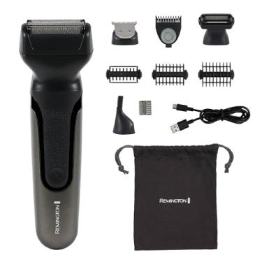 Imagem de Remington One Shave & Groom Multiferramenta para homens, barbeador de alumínio com 4 acessórios de tamanho completo e 5 pentes ajustáveis para cuidados com barba, rosto e corpo