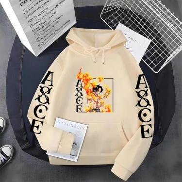 Imagem de Novo One Piece anime Ace moletom com capuz de lã transfronteiriça masc