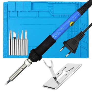 Imagem de Ferro Solda 60w Ajustável + Manta Magnética Celular 45x30cm Antiestáti