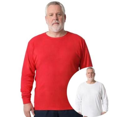 Imagem de Kit 2 Camisas Masculina Manga Longa Plus Size Malha Fria - Genérico, V