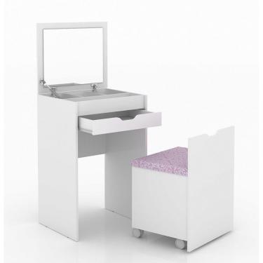 Imagem de Penteadeira Compacta com Espelho Branco/rosa Tecno Mobili
