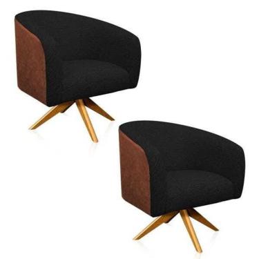 Imagem de Kit 2 Poltronas Giratória Stella Nozes Preto A79