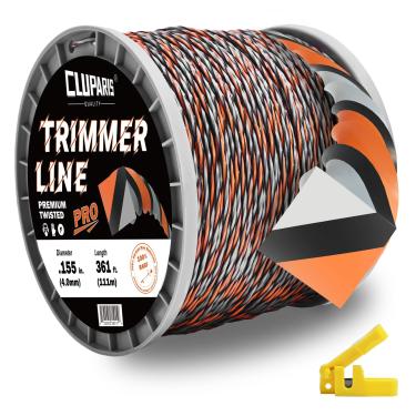 Imagem de Cluparis Linha de aparador super resistente de 1,4 kg 1,55 x 110 m Twist Pro Carretel de linha de aparador de 3 componentes de três componentes com cortador de linha super