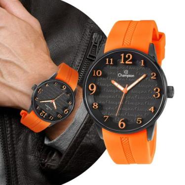 Imagem de Relógio Masculino Champion Laranja e Preto de Pulso Movimento Quartzo 