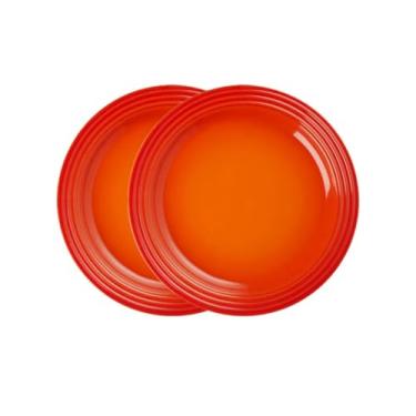 Imagem de Jogo de 2 Pratos Rasos de Cerâmica 27 cm Laranja
