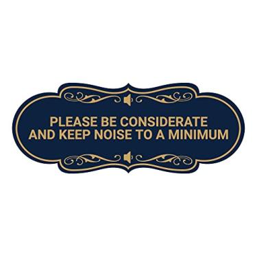 Imagem de Designer Please Be Considerate and Keep Noise to a Minimum sinal (azul marinho/dourado) - Pacote grande com 2