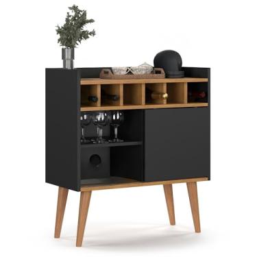 Imagem de Aparador Retrô Buffet Bar Adega Bar(FLORENÇA - PRETO/NATURE)