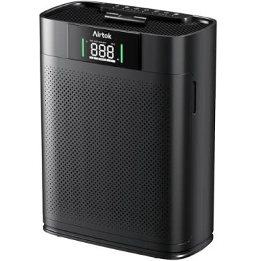 Imagem de AIRTOK Air Purifiers for Home Large Room Up to 1300 Ft², with Air Quality Monitor PM2.5、HEPA Sleep Mode、Aromatherapy for Allergies, Pet Hair, Pollen in Bedroom, AP2301, Black