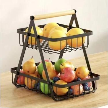 Imagem de Fruteira de Mesa ou Cesto Multiuso Cesta de metal portátil Organizador