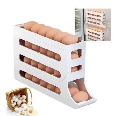 Imagem de Porta Ovos Dispenser 4 Andares Rolante Bandeja Geladeira Capacidade de