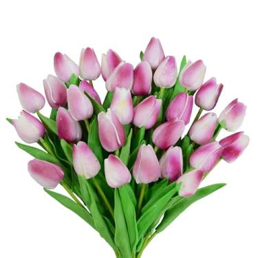 Imagem de 30 peças de flores artificiais de tulipas vermelhas rosas, flores artificiais de seda de 34 cm, tulipas falsas para primavera, dia das mães, Páscoa, dia dos namorados, presentes em casa, cozinha