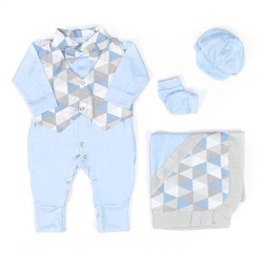 Imagem de Saída de Maternidade Meu Pequeno Baby Azul 05 Peças - Vitor Enxovais