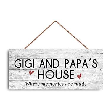 Imagem de Placa GUQFF 30,48 x 15,24 cm, placa Gigi and Papa's House, onde as memórias são feitas, estilo envelhecido, presente para avós, placa interna e externa