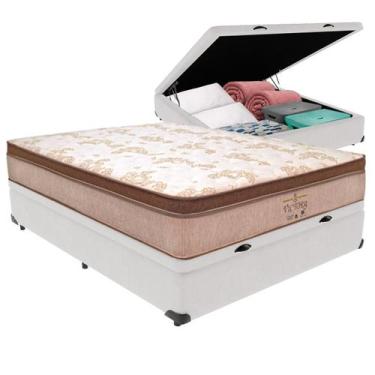 Imagem de Cama Box Baú Viúvo Branco e Colchão Victory Molas V-Tech