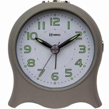 Imagem de Relógio Despertador Quartz Silencioso Pilha Luz Cinza - Cinza