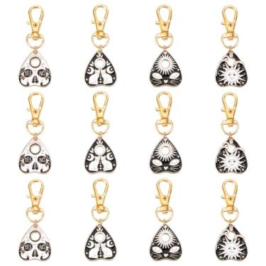 Imagem de NBEADS Pingente de coração esmaltado de liga de 4 estilos, pingente de gato de lua preta de 5,9 cm, pingentes de lua e sol e gato para fazer joias, arte faça-você-mesmo, descobertas de artesanato